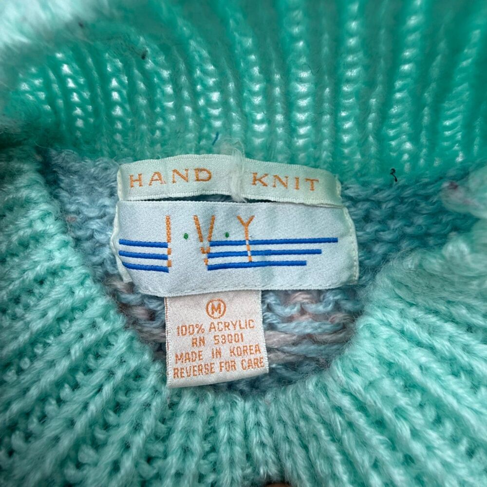Vintage Hand Knit Fair Isle Sweater | Pastel Chunky Korean Knit Jumper - Picture 4 of 10